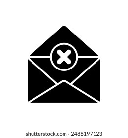 icono de mensaje rechazado, Vector de silueta aislado sobre fondo blanco. diseño simple y moderno