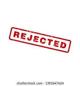 Rejected red square grunge stamp on white background