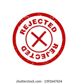 Rejected red square grunge stamp on white background