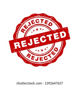Rejected red square grunge stamp on white background