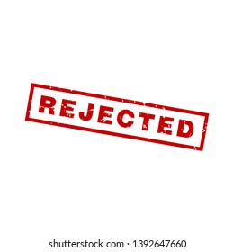 Rejected red square grunge stamp on white background