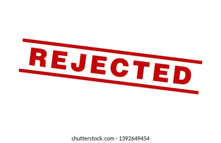 Rejected red square grunge stamp on white background