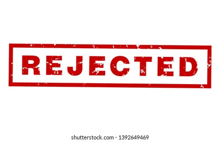 Rejected red square grunge stamp on white background