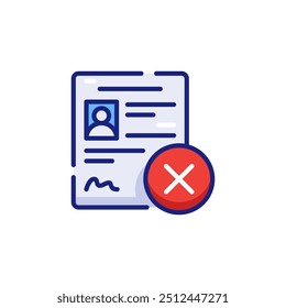 Rejected Registration Crossmark Vector Icon Illustration