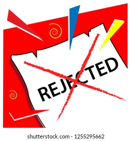 Rejected with reminder paper stock vector