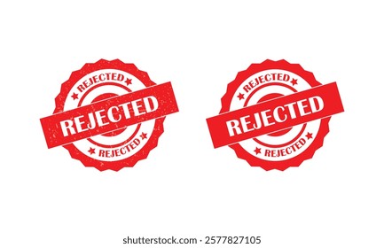 Rejected rubber stamp. red rounded rejected rubber seal stamp on white background. 