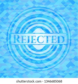 Rejected sky blue emblem with mosaic ecological style background