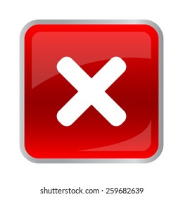 Rejected square button red color. vector illustration