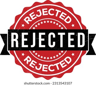 Rejected Stamp, Rejected Icon, Rejected Proposal Seal, Emblem, Badge, Logo, Vintage And Retro Badge, Round Label Vector Illustration With Grunge Texture