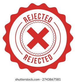 Rejected stamp. Rejected label on transparent background. round sign	