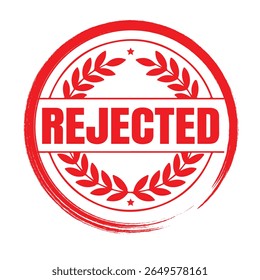 Rejected Stamp Logo Vector – Round Red Rubber Seal with Grunge Texture