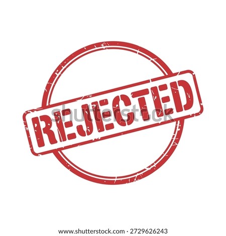 Rejected stamp mark with red ink on white background