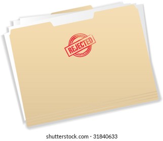 Rejected Stamp On Manila Folder - Vector Illustration