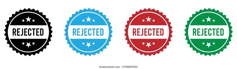 Rejected stamp seals in four colors on white background
