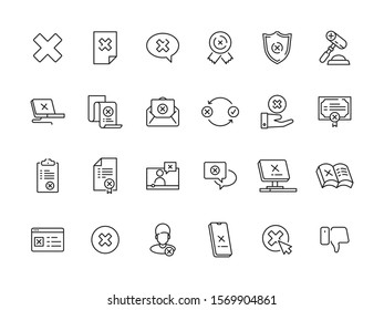 Rejected symbols. Guarantee or contract refuses judge canceled stamp vector rejected icons collection