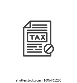 Rejected tax document line icon. linear style sign for mobile concept and web design. rejected tax form outline vector icon. Symbol, logo illustration. Vector graphics