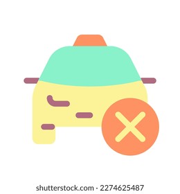 Rejected taxi order flat color ui icon. Restricted access to transport. Online service. Simple filled element for mobile app. Colorful solid pictogram. Vector isolated RGB illustration