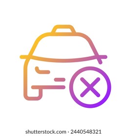 Rejected taxi order pixel perfect gradient linear ui icon. Restricted transport. Online service. Line color user interface symbol. Modern style pictogram. Vector isolated outline illustration