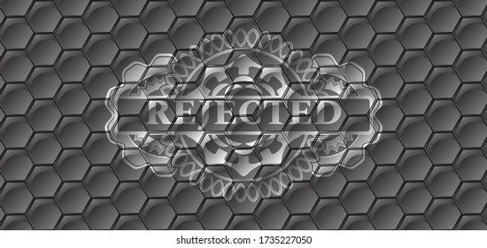 rejected text inside grey style pattern realistic badge. Trendy handsome background. Vector illustration. 