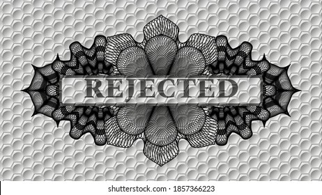 texto rechazado dentro del emblema realista del patrón geométrico de color gris de Guilloche. El ambiente es muy moderno. Ilustración artística. 