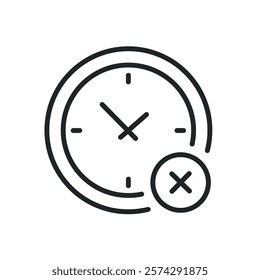 Rejected time thin line icons. Perfect pixel on transparent background