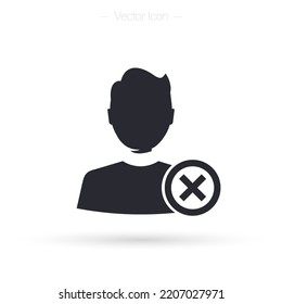 Rejected user icon. Blocked user person. Delete contact sign design. Isolated vector illustration