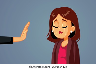 Rejected Woman Feeling Sad Vector Cartoon Illustration. Girl feeling ostracized by ex-partner after separation
