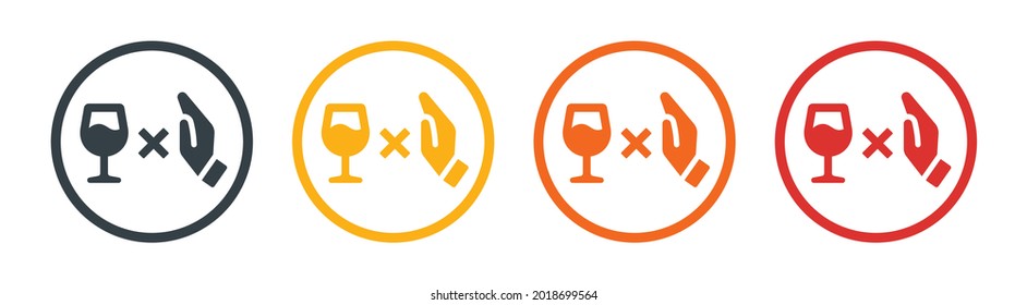 Rejecting Offered Alcohol Icon. Sober Concept. No Alcohol Sign Vector Illustration