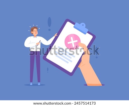 rejection concept. wrong job. file rejected. illustration of the boss's hand returning the results of his employee's work because it was wrong. problems at work. illustration concept design. graphic