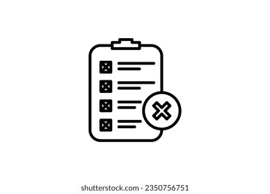 Rejection Document Icon. Icon related to assessment. suitable for web site design, app, user interfaces. line icon style. Simple vector design editable