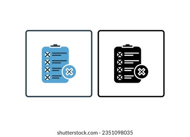 Rejection Document Icon. Icon related to assessment. suitable for web site design, app, user interfaces. solid icon style. Simple vector design editable