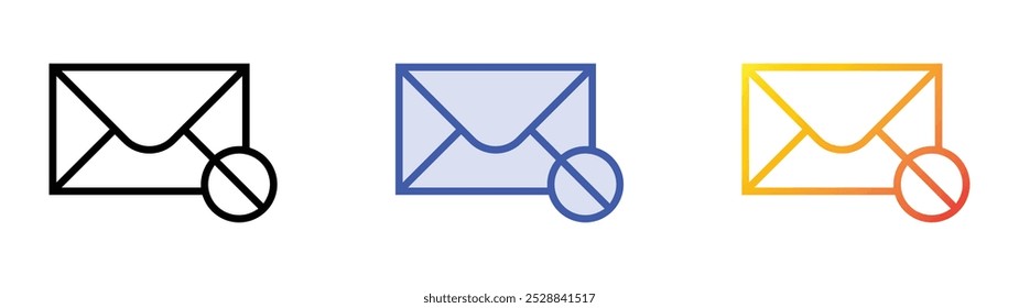 icono de rechazo. Lineal, relleno azul y diseño de estilo degradado aislado sobre fondo blanco