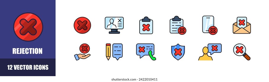 Rejection icon set. Rejection icons. Flat style