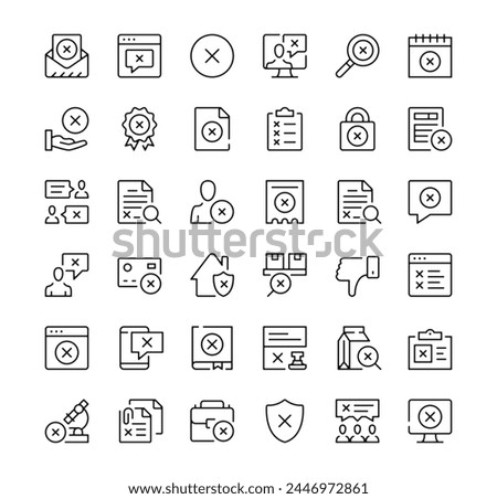 Rejection icons set. Vector line icons. Black outline stroke symbols