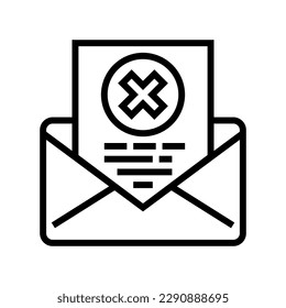 rejection letter line icon vector. rejection letter sign. isolated contour symbol black illustration
