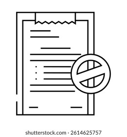 rejection letter line icon vector. rejection letter sign. isolated contour symbol black illustration