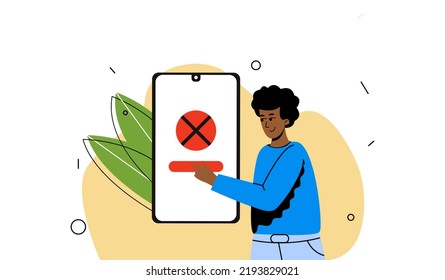 Rejection of the operation in the phone. A man with a phone