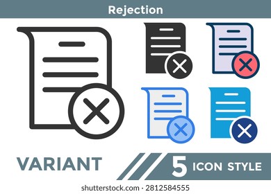 Rejection represents declined requests that support accurate decision-making and workflow management. Line, Filled, Color, Dualtone style.