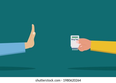 Rejection Vector Concept: Hand Of Young Man Rejecting Drug Test With No Gesture 