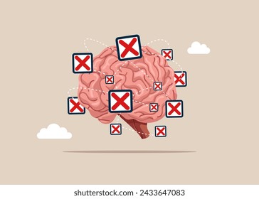 Rejection.Think about unfinished cross checkboxs. Flat vector illustration.