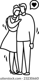 Rejoice with Partners vector outline icon design, Mood and feeling symbol, Emotional Characters sign, Social issues scene stock illustration, happy married couple concept