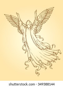 Rejoicing Angel-Vintage style artwork of an angel worshiping