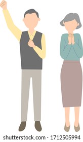 Rejoicing elderly couple vector material