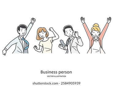 Rejoicing male and female office workers with teamwork