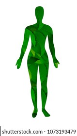 rejuvenale the body skin concept, woman body created from the fresh green leaves on the white background, fresh day idea, think green concept, vector