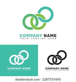 Related circle logo design template. Intertwined colored rings icon.