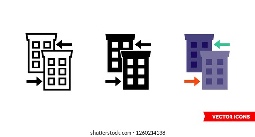 Related companies icon of 3 types: color, black and white, outline. Isolated vector sign symbol.