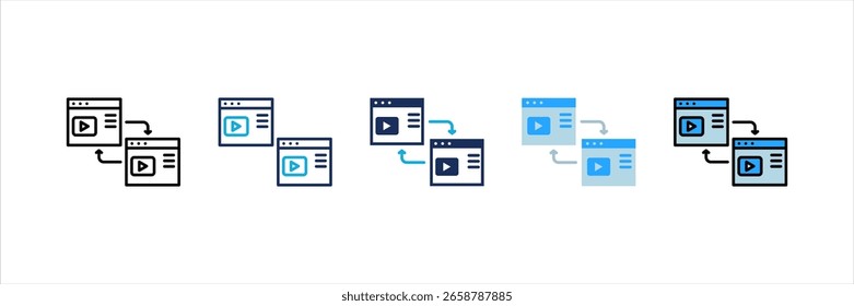 Conjunto de iconos de estilo múltiple de contenido relacionado