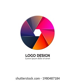 related design logo with colorful circle modern shapes vector