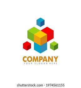 related design logo with colorful combination box cube shapes vector